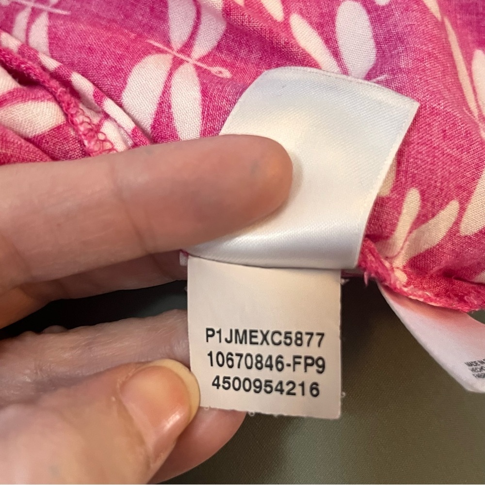 Pappagallo Sz L Pink White Dragon Fly Bell Sleeve Blouse Top Tunic Beach Resort - Picture 9 of 13